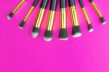 Makeup brushes powder. Drawing cosmetic products isolated on lux