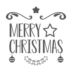 Merry christmas. Typographic composition with decoration. Vector illustration.