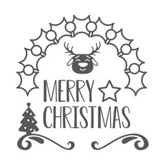 Merry christmas. Typographic composition with decoration. Vector illustration.