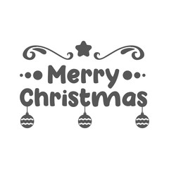 Merry christmas. Typographic composition with decoration. Vector illustration.