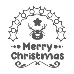 Merry christmas. Typographic composition with decoration. Vector illustration.