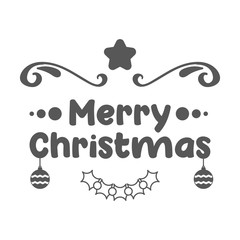 Merry christmas. Typographic composition with decoration. Vector illustration.
