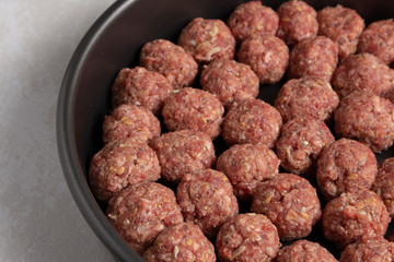 raw minced meatballs ready to prepary cooking concept on clear background