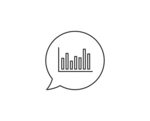 Column chart line icon. Chat bubble design. Financial graph sign. Stock exchange symbol. Business investment. Outline concept. Thin line bar diagram icon. Vector