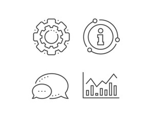Financial chart line icon. Chat bubble, info sign elements. Economic graph sign. Stock exchange symbol. Business investment. Linear infochart outline icon. Information bubble. Vector