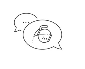 Coffee pot line icon. Chat bubble design. Hot drink sign. Tea glass mug symbol. Outline concept. Thin line coffee pot icon. Vector