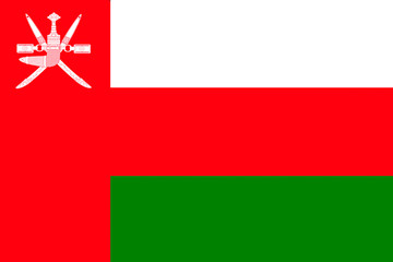 Naklejka premium colored national flag of the modern state of Oman, concept of tourism, economy, politics, emigration, closeup