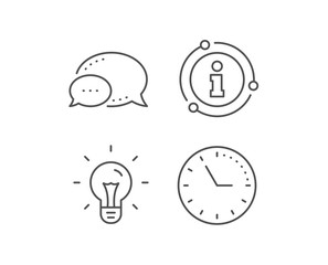 Idea line icon. Chat bubble, info sign elements. Light bulb sign. Copywriting symbol. Linear idea outline icon. Information bubble. Vector