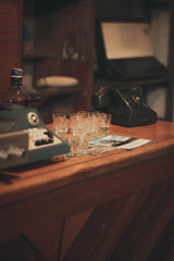 Cups with vintage scenario