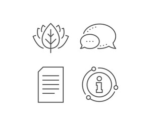 Document Management line icon. Chat bubble, info sign elements. Information File sign. Paper page concept symbol. Linear document outline icon. Information bubble. Vector