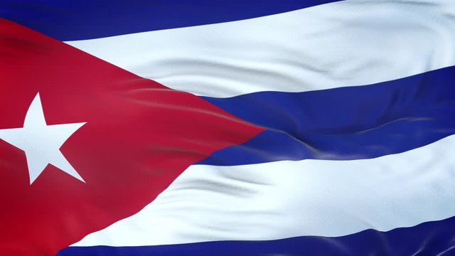 Cuba flag waving in the wind with highly detailed fabric texture. Seamless loop