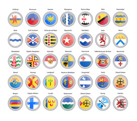 Set of vector icons. Municipalities of Netherlands flags (Limburg province). Vector.   - 306798100