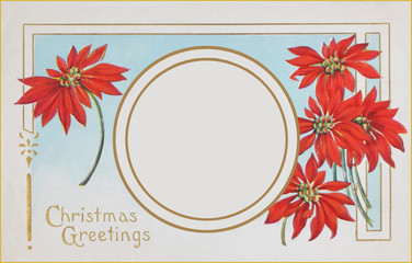 Christmas holiday vintage card blank center circle