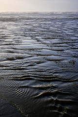 Pattern and texture in the retreating water and wave action as a nature background, Ocean Shores, Washington State, USA