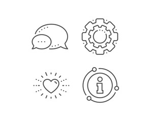 Heart line icon. Chat bubble, info sign elements. Love emotion sign. Valentine day symbol. Linear heart outline icon. Information bubble. Vector