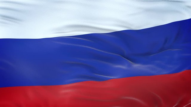 Russia flag waving in the wind with highly detailed fabric texture. Seamless loop