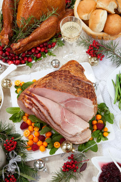 Christmas Roasted Ham And Smoked Turkey