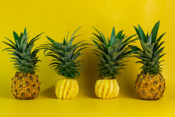 pineapple isolated on a yellow background