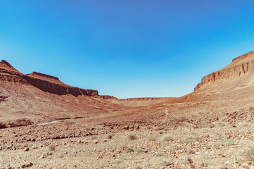 Stones desert in Morocco, drying, desertification,