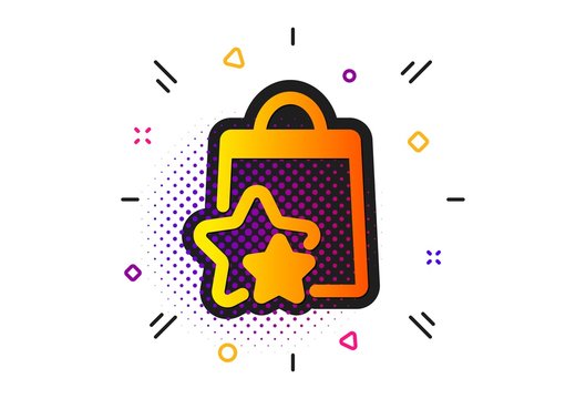 Bonus bags. Halftone circles pattern. Loyalty points icon. Discount program symbol. Classic flat loyalty points icon. Vector