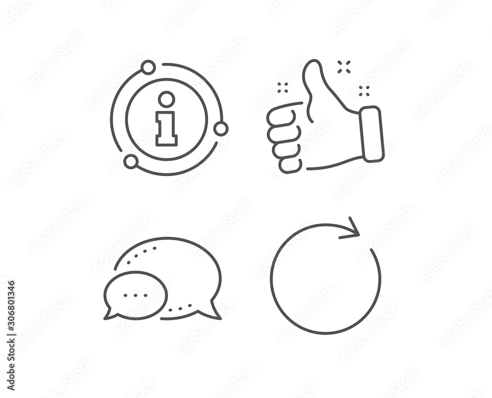 Poster refresh line icon. chat bubble, info sign elements. rotation arrow sign. reset or reload symbol. lin