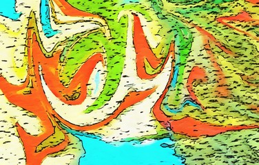 Abstract watercolor background. Wavy marble texture. Colorful flow wallpaper.