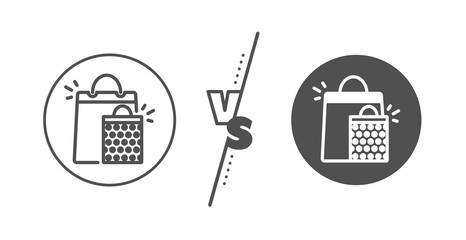 Sale Marketing symbol. Versus concept. Shopping bags line icon. Special offer sign. Line vs classic shopping bags icon. Vector