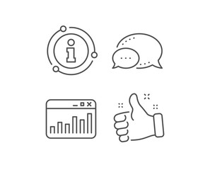 Fototapeta premium Marketing statistics line icon. Chat bubble, info sign elements. Web analytics symbol. Browser window sign. Linear marketing statistics outline icon. Information bubble. Vector