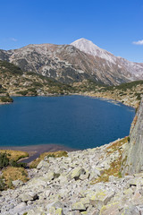Fish Banderitsa lake and Vihren Peak, Pirin Mountain, Bulgaria