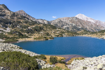 Obraz na płótnie Canvas Fish Banderitsa lake and Vihren Peak, Pirin Mountain, Bulgaria