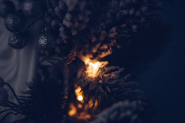 Christmas gifts. Christmas time. Gifts. Background. Bokeh. Lights. Decoration. 