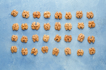 Tasty walnuts n color background