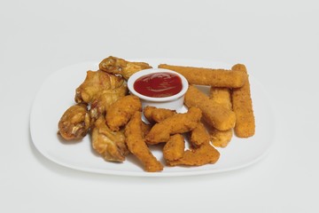 Buffalo chicken wings and chili sauce