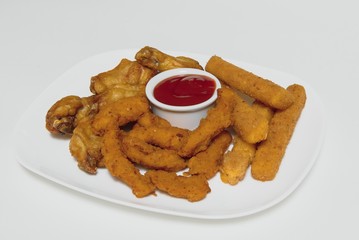 Buffalo chicken wings and chili sauce