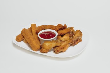 Buffalo chicken wings and chili sauce