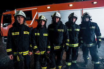 Firefighting crew at a fire scene