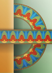 egyptian symbol ornamental  composition color green blue architecture