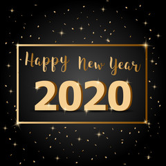 Golden Happy New Year 2020 with dark background
