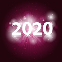 2020 Happy New Year on pink background