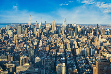 New York City aerial with skyscrapers