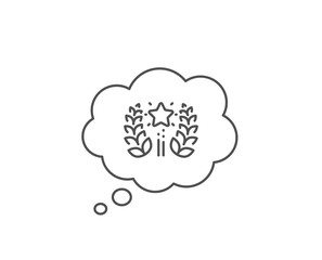 Ranking line icon. Chat bubble design. Laurel wreath star star sign. Best rank symbol. Outline concept. Thin line ranking icon. Vector