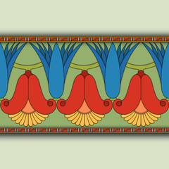 egyptian symbol ornamental  composition color green blue architecture