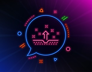 Clean skin line icon. Neon laser lights. Body or Face care sign. Glow laser speech bubble. Neon lights chat bubble. Banner badge with clean skin icon. Vector