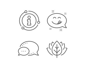 Yummy smile line icon. Chat bubble, info sign elements. Emoticon with tongue sign. Speech bubble symbol. Linear yummy smile outline icon. Information bubble. Vector