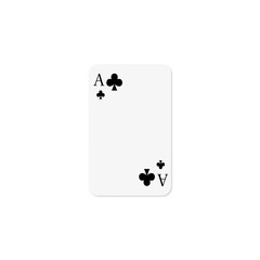 Ace playing card in clubs suit. Winning poker hand. Vector illustration of a playing card with a shadow. 
