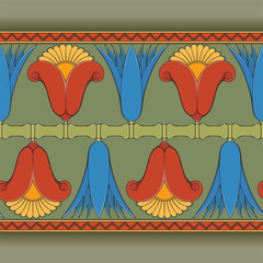 egyptian symbol ornamental  composition color green blue architecture