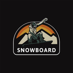 Fototapeta premium snowboard logo badge design illustration for t shirt poster patch sticker