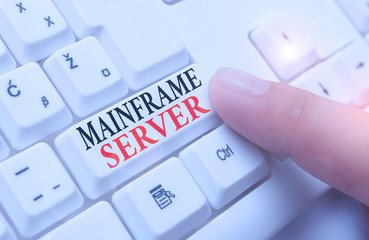 Word writing text Mainframe Server. Business photo showcasing designed for processing large amounts of information