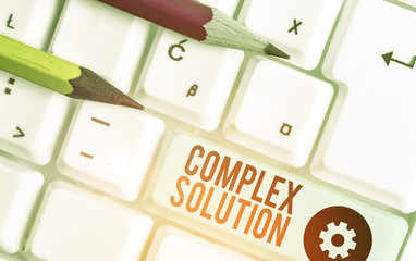 Conceptual hand writing showing Complex Solution. Concept meaning significant ideas that are...
