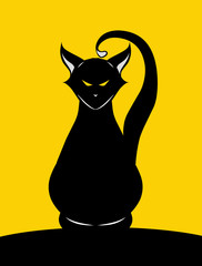 The Black Spooky Cat logo Design on Halloween Festival